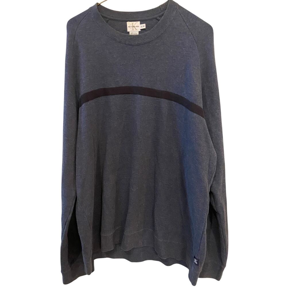 Calvin Klein Jeans Sweatshirt Mens XL Blue Pullover Sweater Classic CK Cotton